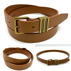Levi's Tan Full Grain Genuine Leather Brass-tone Buckle Women's Belt 30-34"